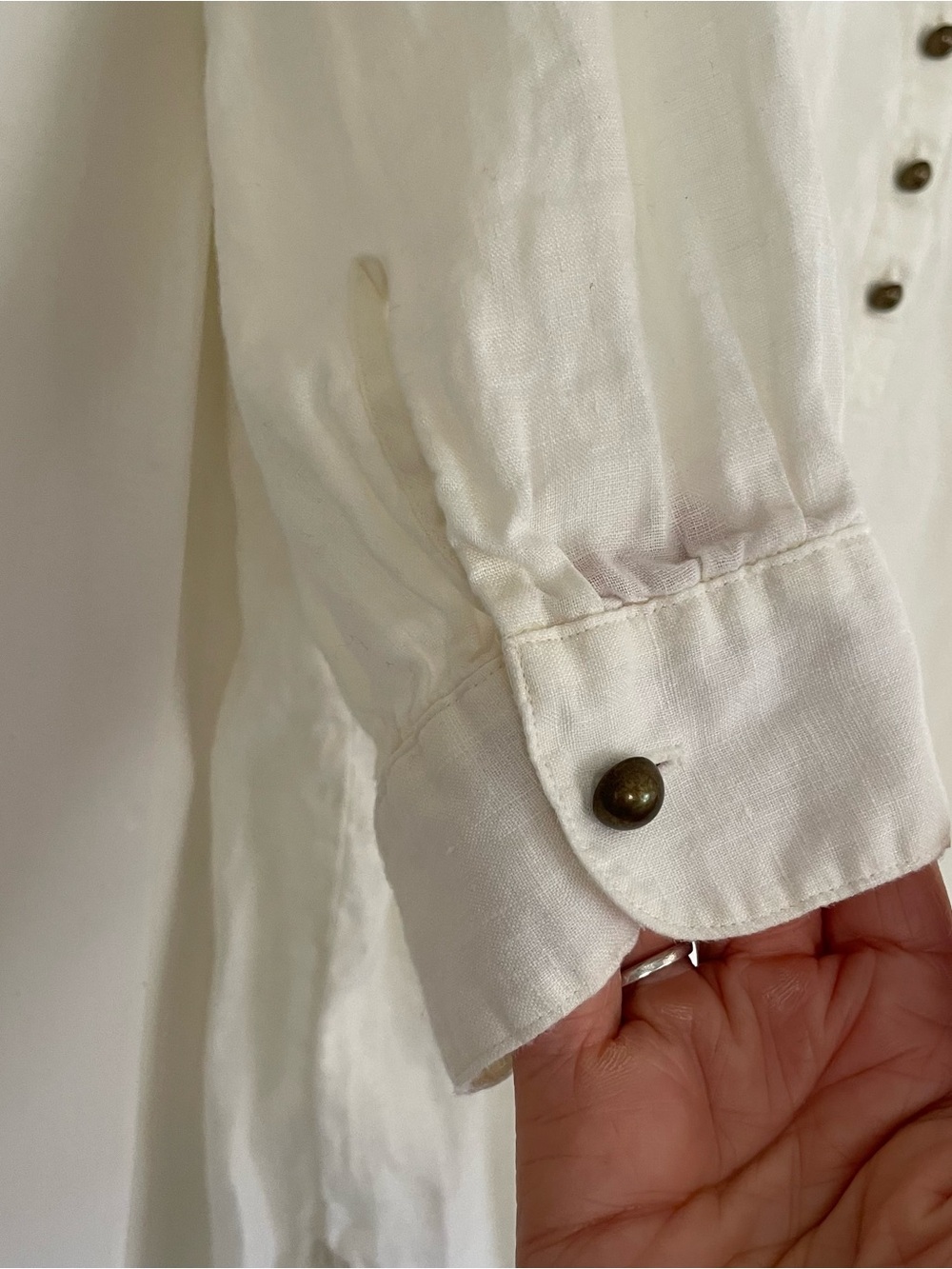 Ralph Lauren White Linen Button popover tunic blouse 3/4 sleeves large - Picture 5 of 8